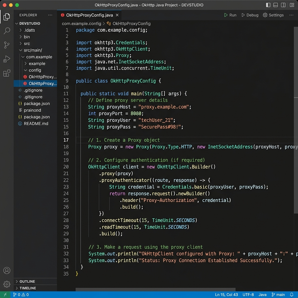 Java OkHttp Client Proxy Configuration Mockup